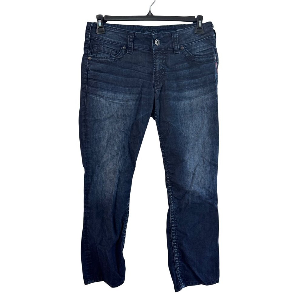 Silver Jeans Suki Capri Womens W29 Blue Denim Distressed Mid-Rise Stretch
